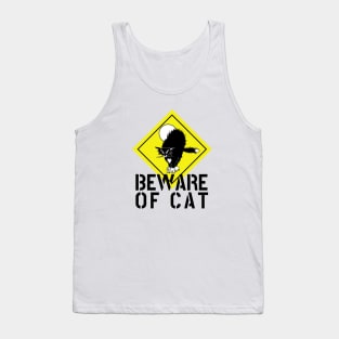 BEWARE OF CAT cool cat owner gift crazy cat warning funny Tank Top